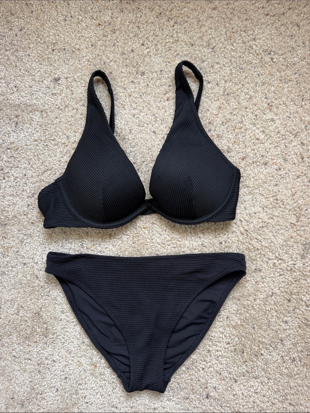 H&M Black Textured Bikini
